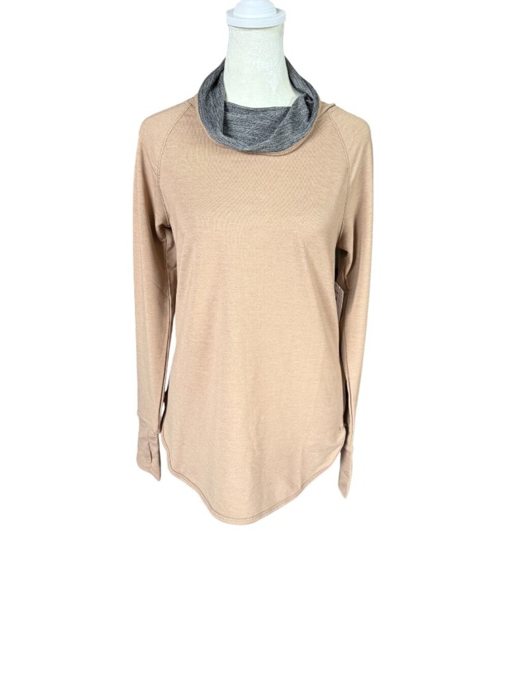RBX women's tan long sleeve high neck soft pullover top size small